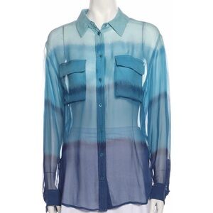 Equipment 100% Silk Sheer Blue Ombre Button-Up Blouse